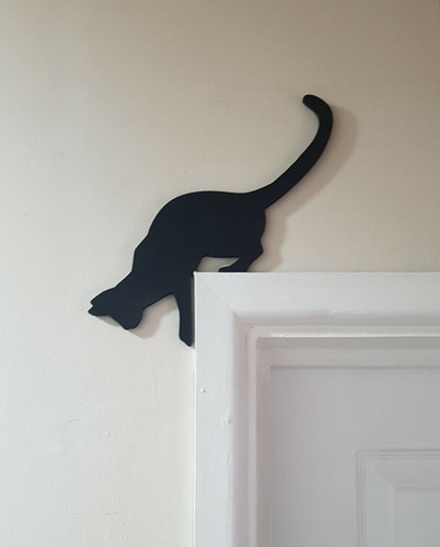 Black cat door topper - cat,