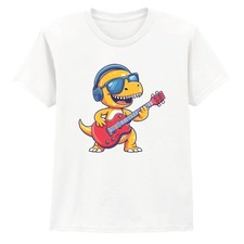 Dinosaur Rocker Dinosaurs Animals Boys T-Shirt Kids Music Guitar Tee