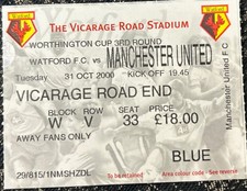 2000 Watford V Manchester United Match Ticket Stub Football 2000 2001