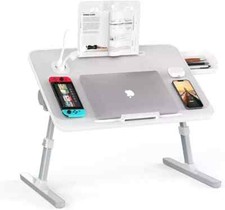 Folding Laptop Table Bed Tray Sofa Lap Desk Notebook Stand Charging Port N Light