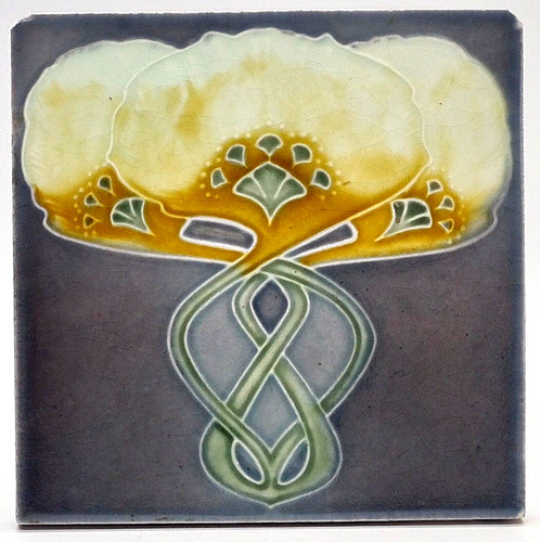 Antique fireplace tile moulded - tile,