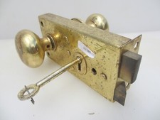 Vintage Brass Bathroom Door Rim Lock Old Bolt WC Knobs Handles Key Retro