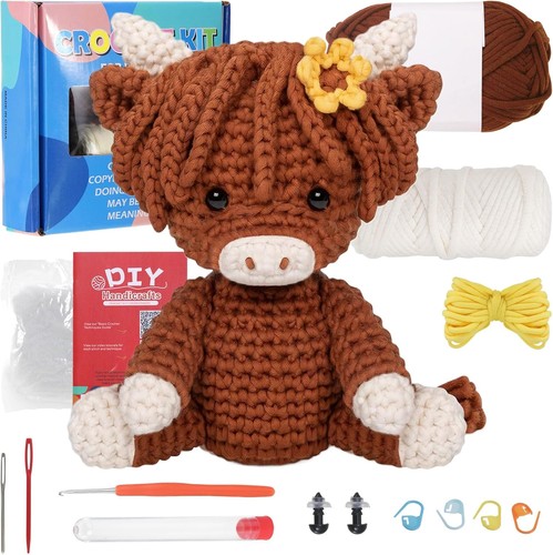 Iewrtcin brown cow - brown, crochet