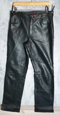 Vintage Avitano Black Leather Trousers UK 14 W34 L34 Festival Moto Rocker