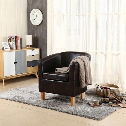 Elegant faux leather tub chair - faux,