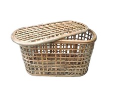 BTFY Bamboo Oval Storage Trunk/Laundry Chest with Lid,  Home Decor Furniture