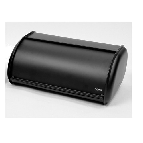 Black metal bread bin with - black,
