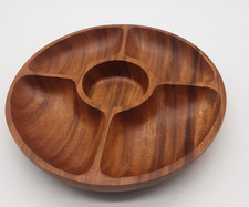Wooden Handcrafted Serving Tray Large Serving Dish Sectional Snack Bowl