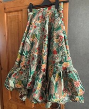Vintage Hand stitched Floral Midi Skirt Swing  34cm Size 8 W Lining Amazing!