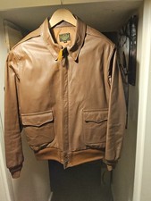 Mens Avi Leather A2 Flight Jacket Size 44 Brown