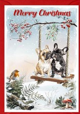 French Bulldog Christmas Card A6 (4"x 6") (Blank inside) - designed by Starprint