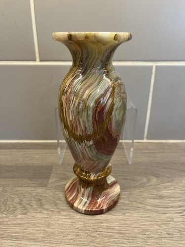Hand carved onyx vase brown - hand-carved,