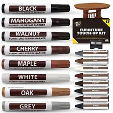 17PK Furniture Touch Up Pens Wood Floor Scratch Repair Markers Wax Sticks Kit