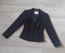 L.K Bennett Black Striped Wool Jacket Back Peplum Pleat Steampunk Waisted UK6