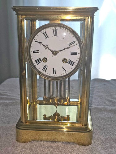 French glass mantle clock - 4,
