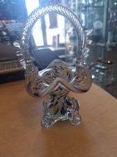 Romanian Glass Posy Basket Splattered Confetti Wedding Table Vintage Hand Blown