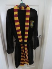 Mens Harry Potter Hogwarts Dressing Gown - Black Soft Fleece One Size