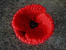*Knitted Red Poppy Brooch Pin