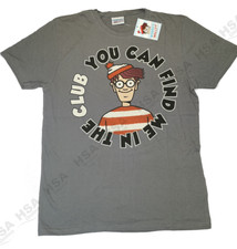 Mens Tshirt Pyjama Top Grey Large Wheres Wally Christmas Gift Husband Son Friend