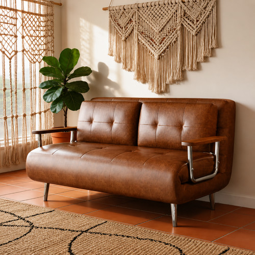 Double sofa retro oil wax - oil,