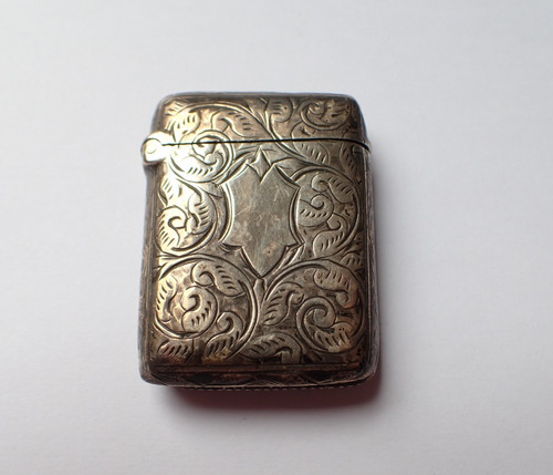 1898 silver vesta - match, case