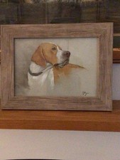 English Pointer, Trail Hound Oil Painting On Canvas Panel. 280mm X 200mm J Payne