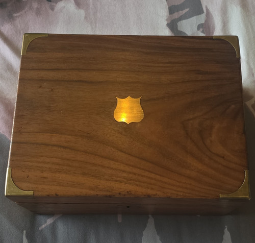 Victorian walnut writing slope - walnut,