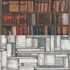 Rasch Luxury Library Bookcase / Vintage Bookshelf 10m Wallpaper 2 Colours
