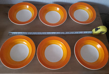 Set of 6 Barker Bros. Ltd Tudor Ware Orange Stripe & White cerial bowls   [B14]