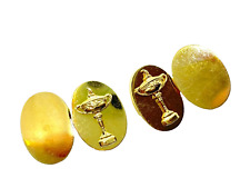 Vintage 1995 Garrard & Co Gold Plated Sterling Silver Trophy Cufflinks 14.3 gr