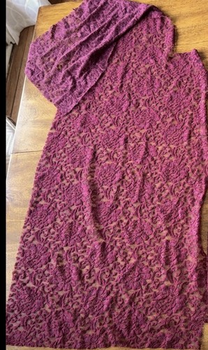 Burgundy lace fabric remnants - lace,