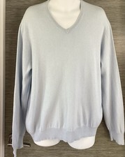 MENS M&S XL Sweater CASHMERE mix M&S Cashmere Mix Jumper XL V Neck  Blue REDUCED