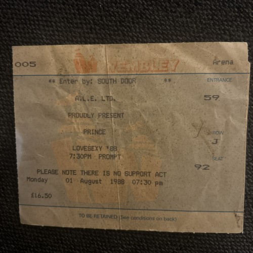 Prince used concert ticket - used,
