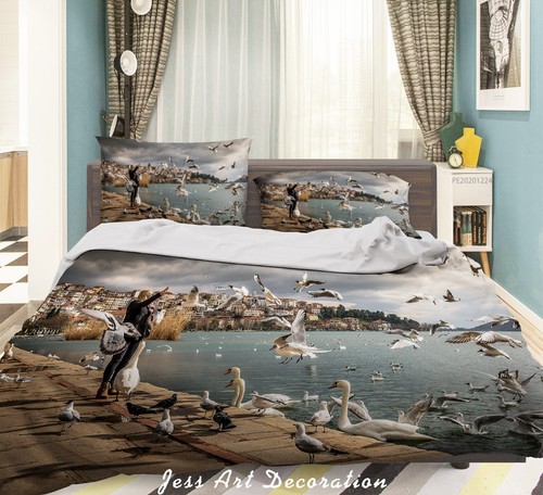 Seaside seagull quilt cover - seaside,