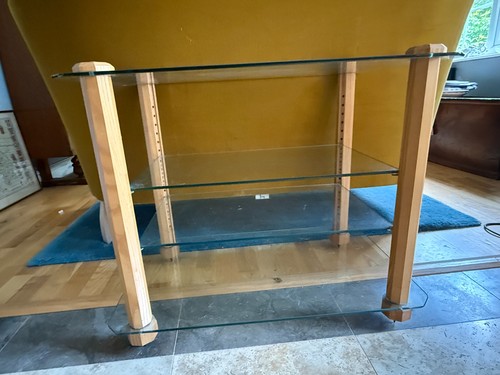 Glass and oak stand - glass,