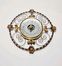 Vintage SB Shortland Smiths British Made Aneroid Barometer w Metal Leaf Surround