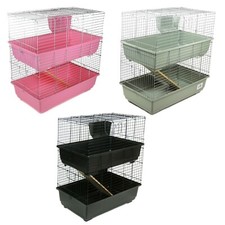 Rabbit Guinea Pig Indoor Cage 100cm 2 Tier Hutch with Wooden Ramp