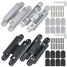 2x Hidden Heavy Duty Concealed Door Hinges Invisible 3 Way Adjustable Butt Hinge