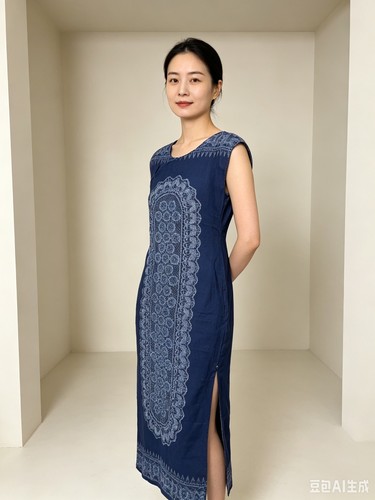 Handmade indigo qipao cotton - indigo,