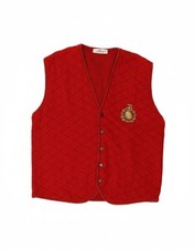 MILLIBAR Mens Sleeveless Cardigan Sweater XL Red Check Alpaca Wool BH10