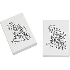 2 x 45mm 'Dog Lady Pet Lover'