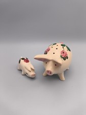 Vintage Plichta Pottery England White Pig Potpourri Figurines Pair Wemyss Style