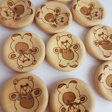 Wooden Teddy Bear Buttons  | Craft Supplies | Scrapbooking | Sewing | Knitting