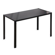 HOMCOM Modern Rectangular 4 Seater Dining Table with Tempered Glass Top