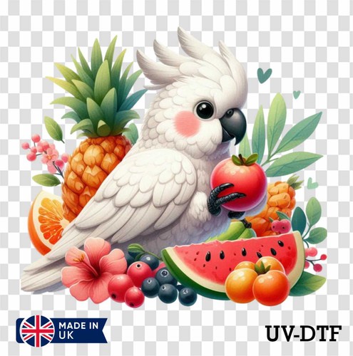 White cockatoo dtf sticker - cockatoo, uv