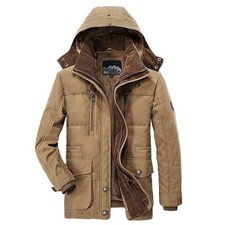 Winter Mens Military Trench Coat Ski Jacket Hooded Parka Thick Cotton NEW