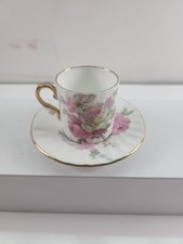 Tea Cup And Saucer Gold Trim By Harleigh China Floral Design Made In England