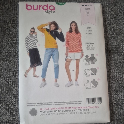 Burda 6315 misses tops sewing - misses,