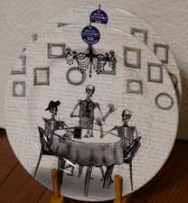 Royal Stafford BONES RESTAURANT SKELETON  Dinner Plates 11" Set of 2 NEW