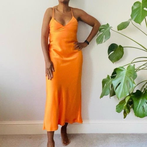 Zara orange satin - orange, dress